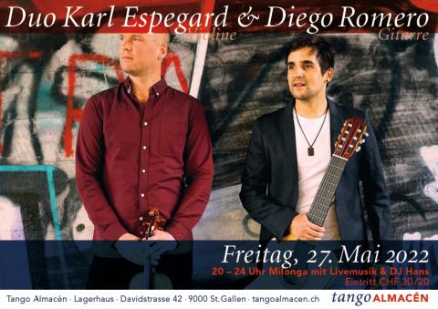 Flyer für Tangoduo Espegard-Romero live im Almacén