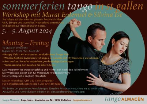 Murat Erdemsel & Silvina Tse unterrichten in der Sommerferientangowoche in St. Gallen vom 5. - 9. August 2024